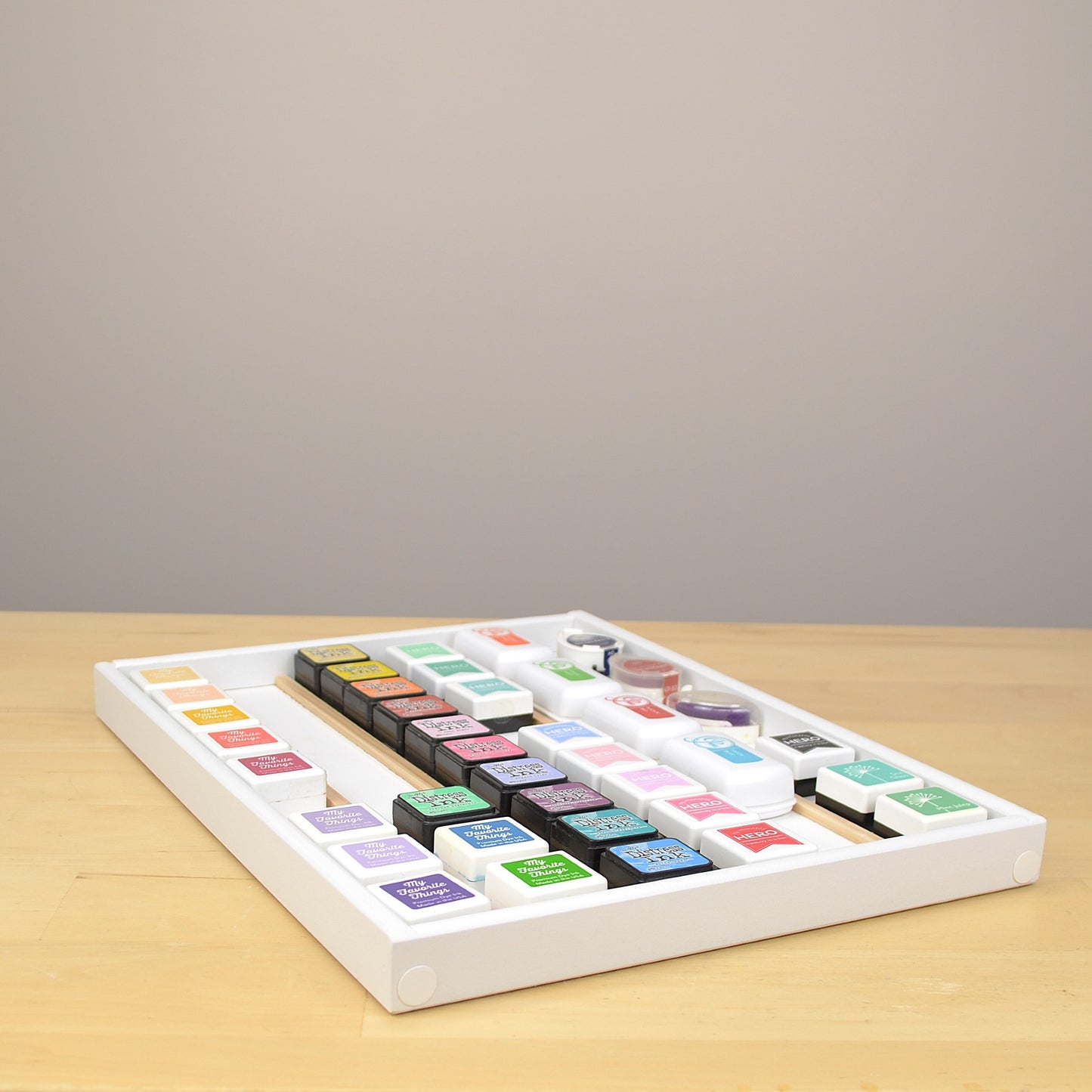 The Mini Ink Tray from OrganizeMore full of various mini ink cubes.
