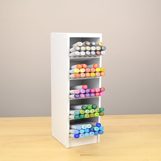 Beautiful small Marker Organizer full of colorful Copic markers, made by OrganizeMore.