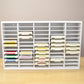 Front view of a white ink pad storage organizer holding Stampin Up pads. 