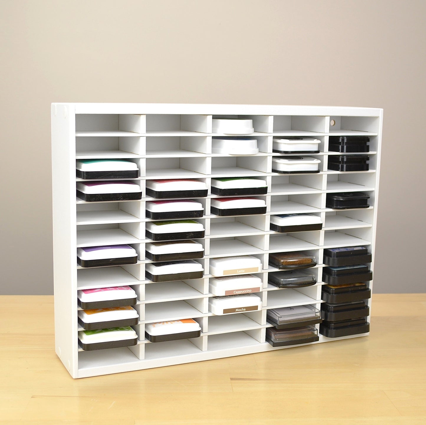 The 60 Standard Ink Pad organizer full of ink pads and made by OrganizeMore. 